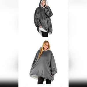 Plush Gray Wearable Blanket Hoodie
